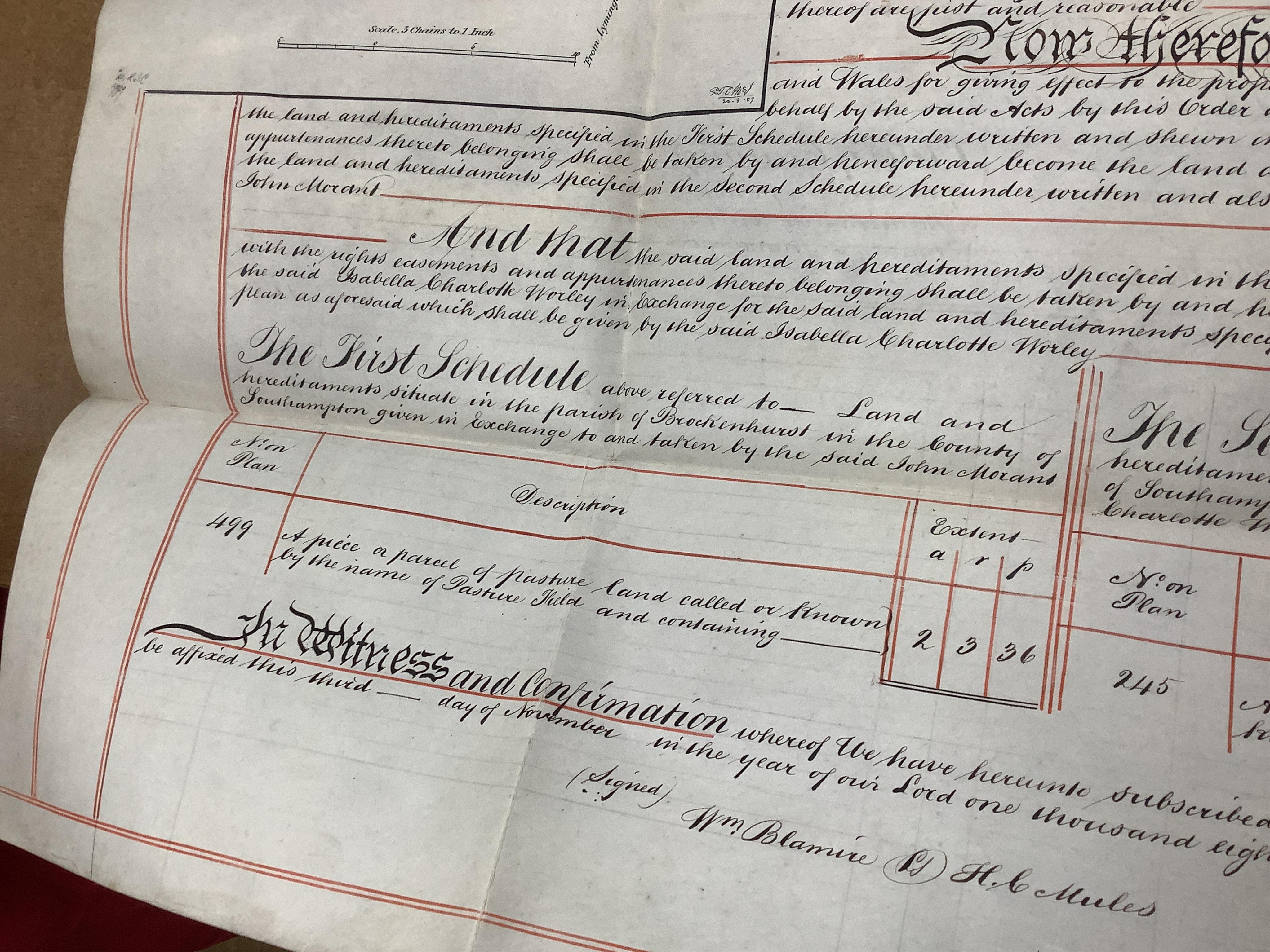 Hampshire Documents - 18th and 19th cents., mostly ms. on parchment and paper; Brockenhurst, Ringwood and New Forest Villages; (approx. 20 items)